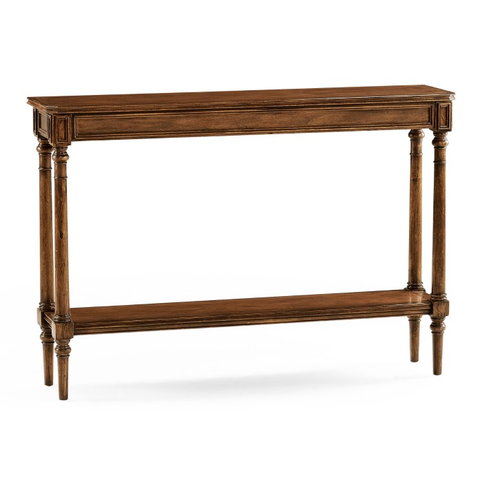 Country living style narrow walnut console