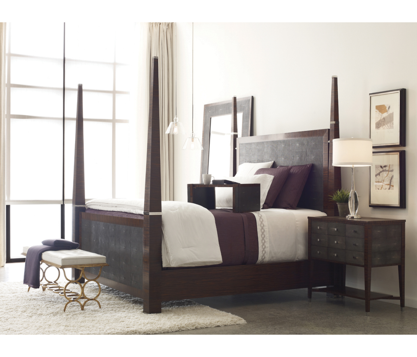 Ivory Shagreen UK King Bed