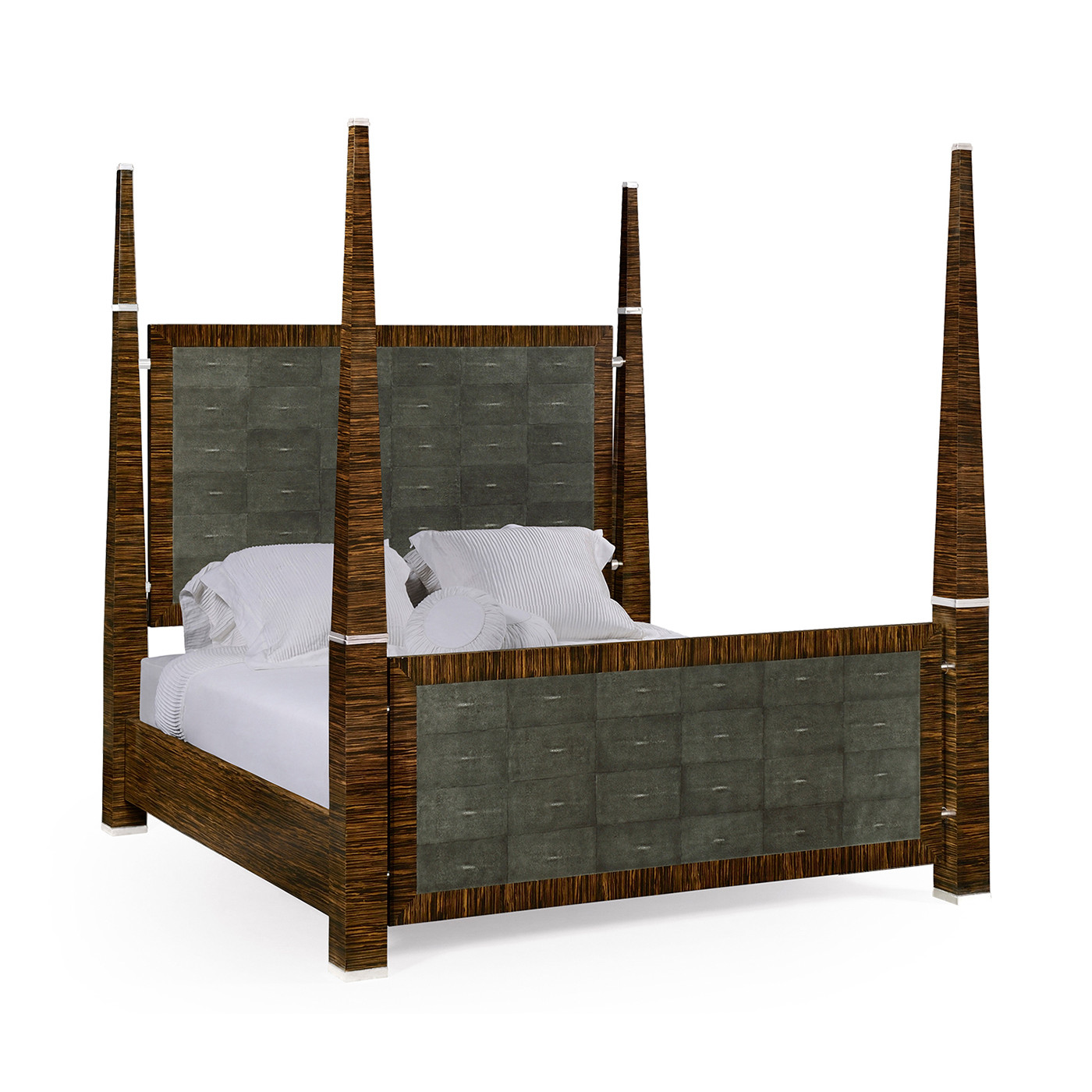 Faux Macassar & Anthracite Faux Shagreen UK Queen Bed