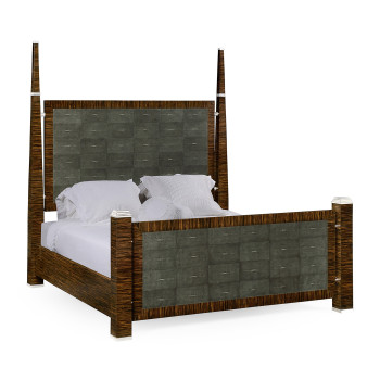 Faux Macassar & Anthracite Faux Shagreen UK Queen Bed