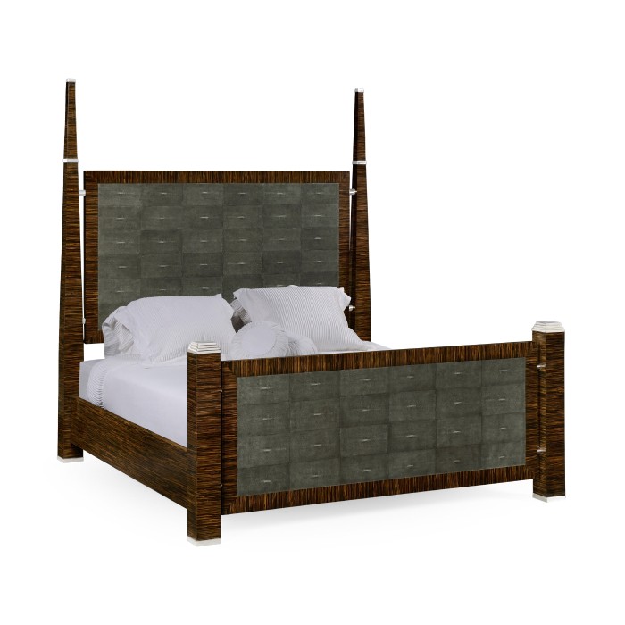 Faux Macassar & Anthracite Faux Shagreen US King Bed
