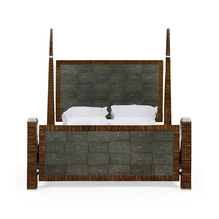 Faux Macassar & Anthracite Faux Shagreen US Queen Bed