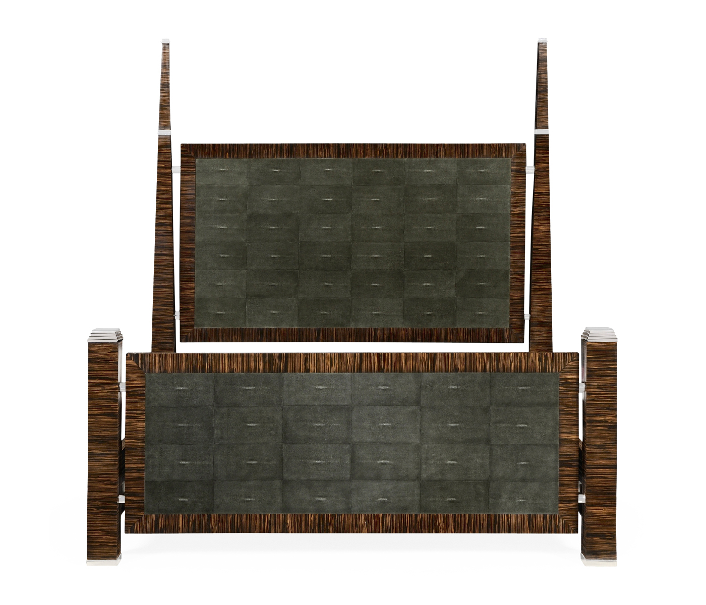 Faux Macassar & Anthracite Faux Shagreen US Queen Bed