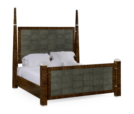 Faux Macassar & Anthracite Faux Shagreen US Queen Bed