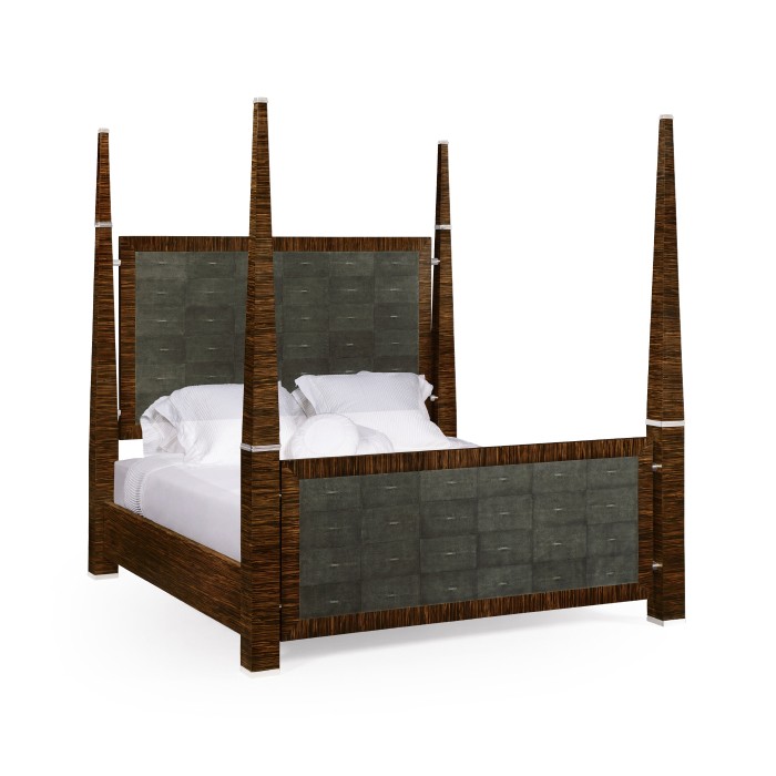 Faux Macassar & Anthracite Faux Shagreen US Queen Bed