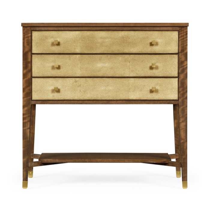 Ivory Shagreen Chest of Drawers with Brass
