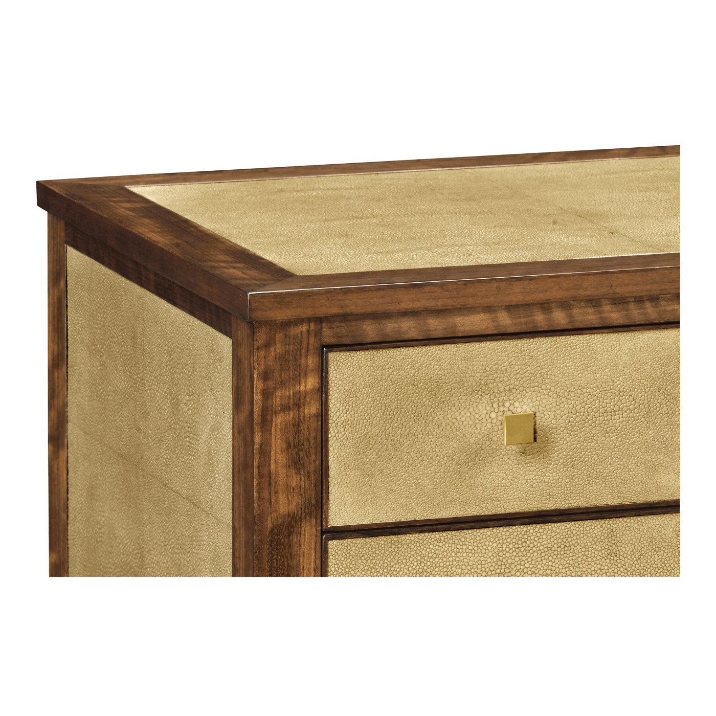 Ivory Shagreen Chest of Drawers with Brass