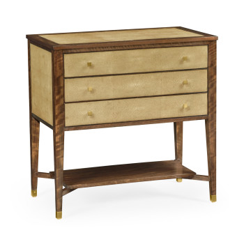 Ivory Shagreen Chest of Drawers with Brass