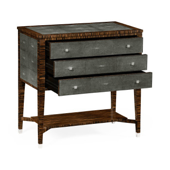 Faux Macassar Ebony & Anthracite Shagreen Chest of Three Drawer