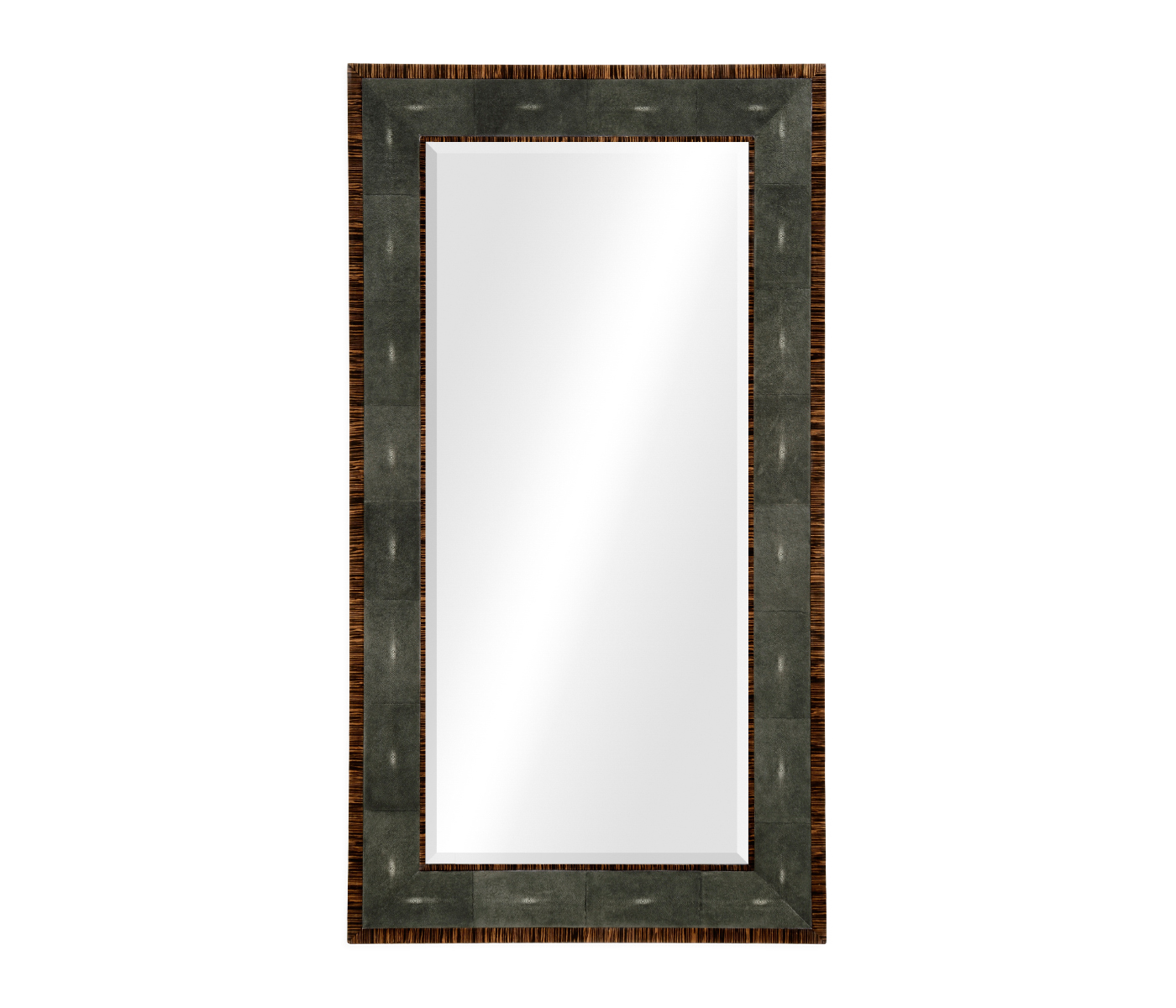 Faux Macassar Ebony & Anthracite Shagreen Floor Mirror