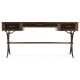 Hammered Iron Bureau Plat with Black Leather Inserts