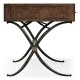 Hammered Iron Bureau Plat with Black Leather Inserts