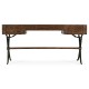 Hammered Iron Bureau Plat with Black Leather Inserts