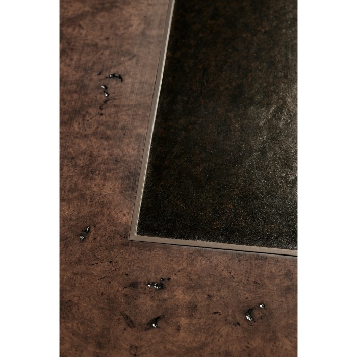 Hammered Iron Bureau Plat with Black Leather Inserts