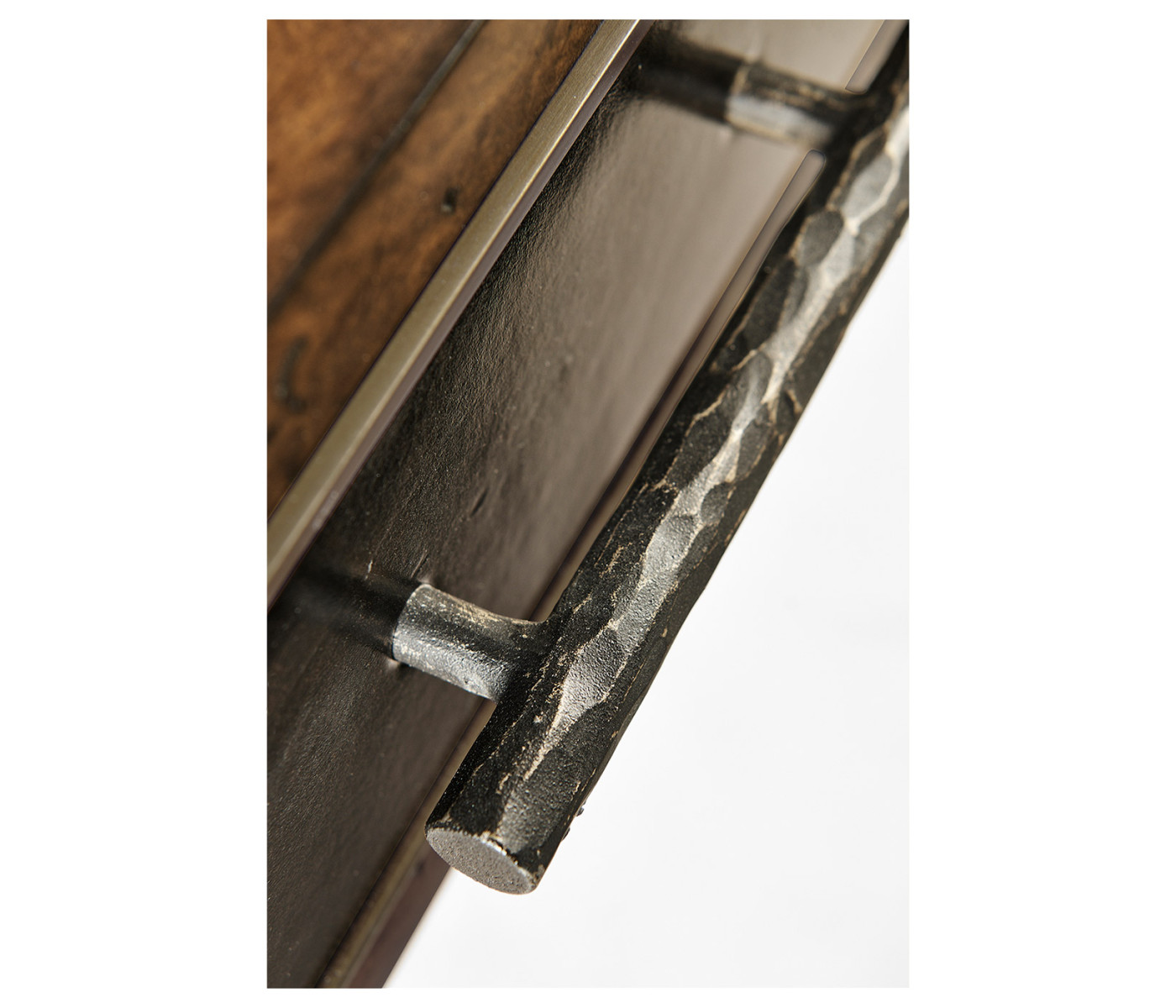 Hammered Iron Bureau Plat with Black Leather Inserts