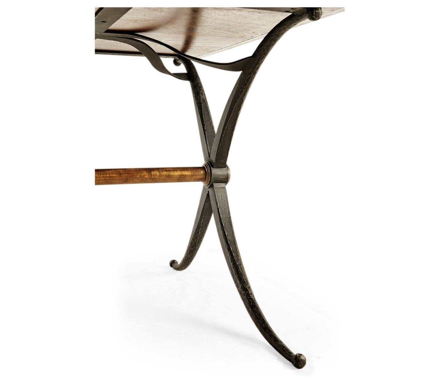 Hammered Iron Bureau Plat with Black Leather Inserts