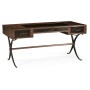 Hammered Iron Bureau Plat with Black Leather Inserts