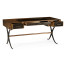 Hammered Iron Bureau Plat with Black Leather Inserts