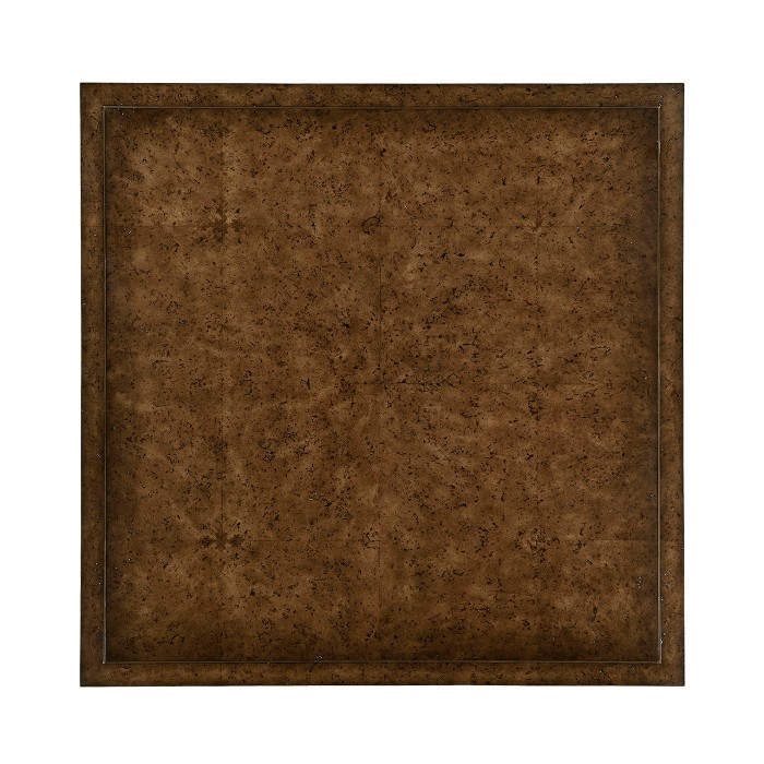 Hammered Iron and Burl Square Coffee Table