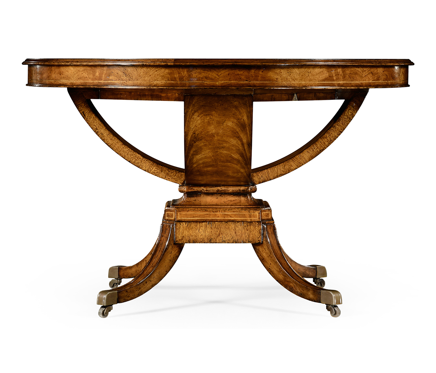 Biedermeier style crotch walnut centre or library table