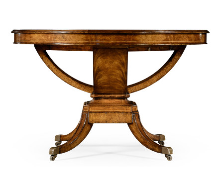Biedermeier style crotch walnut centre or library table
