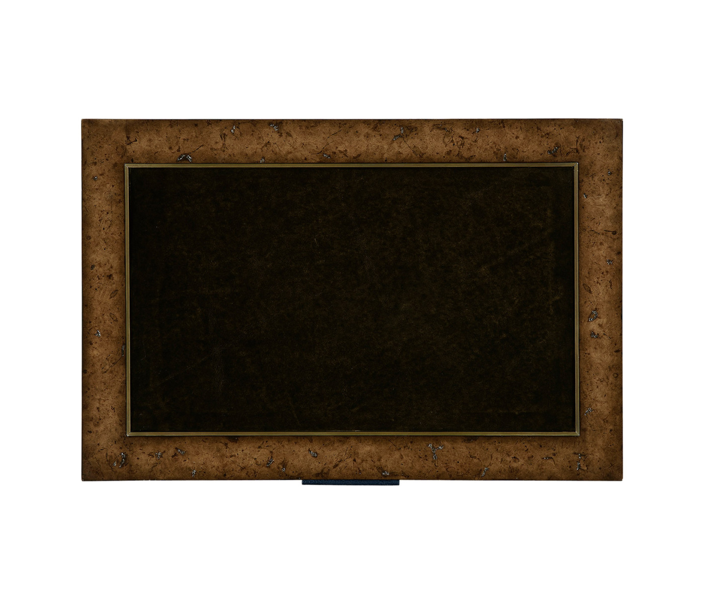 Rustic Burl Oak and Leather Chest of Three Drawers