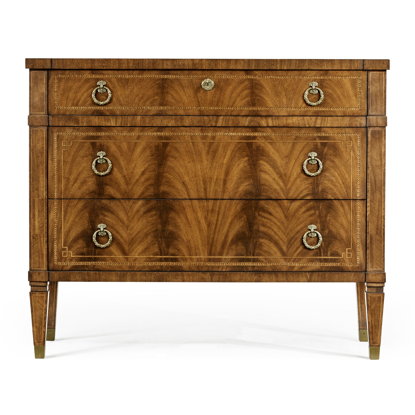 Empire style walnut three drawer chest