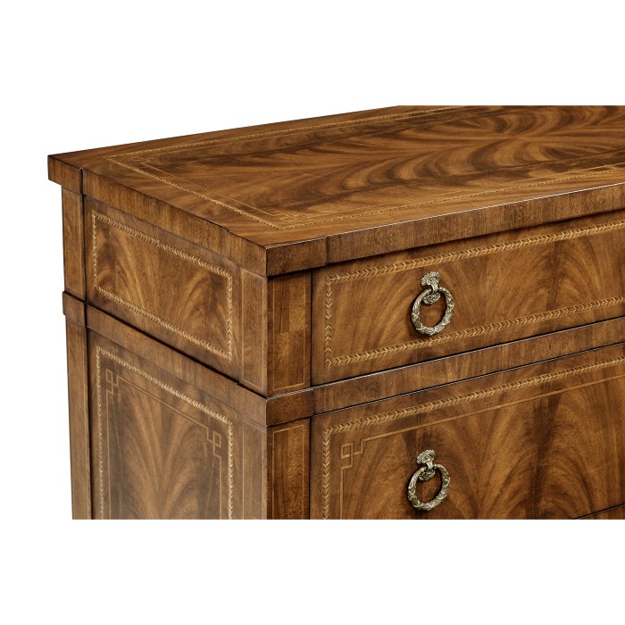Empire style walnut three drawer chest