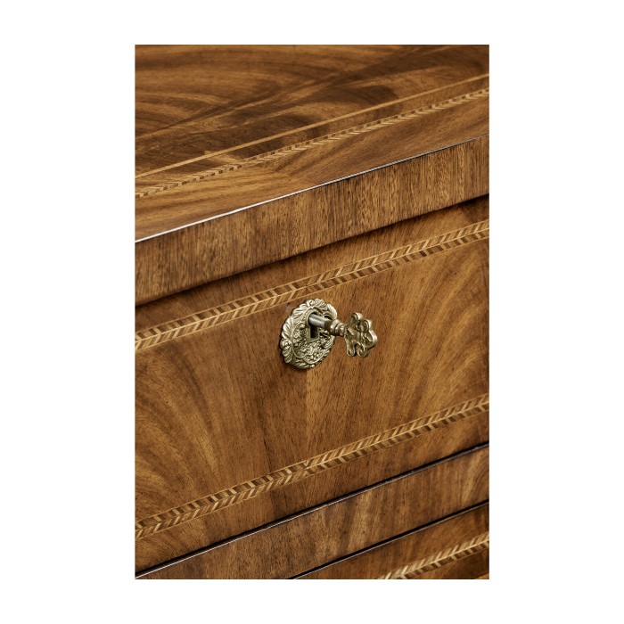 Empire style walnut three drawer chest