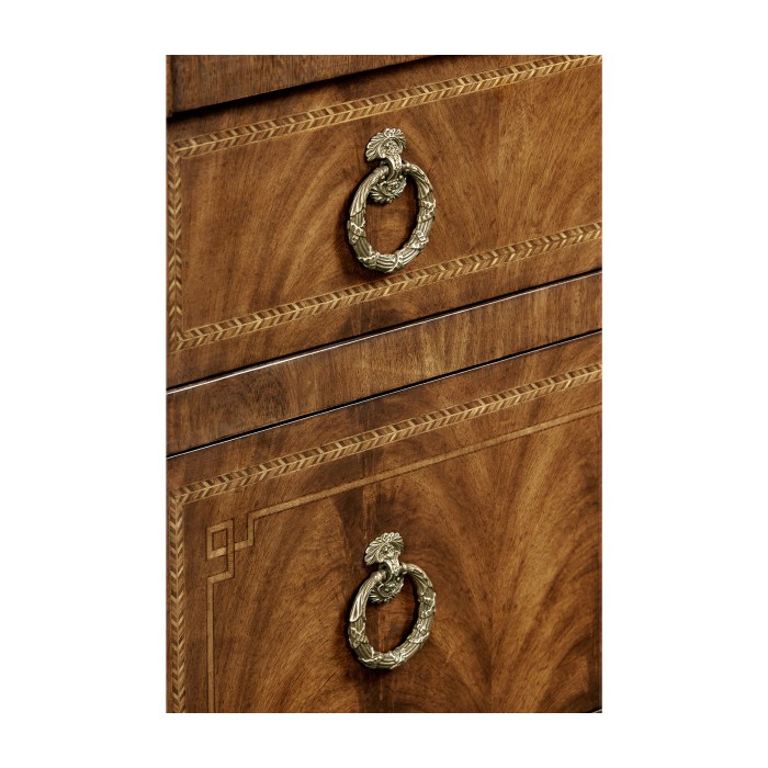 Empire style walnut three drawer chest
