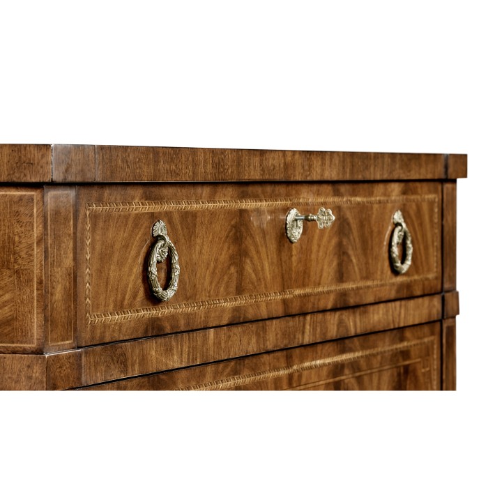 Empire style walnut three drawer chest