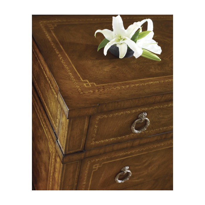 Empire style walnut three drawer chest