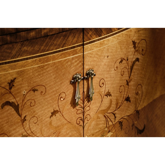 Satinwood serpentine sideboard with floral inlay