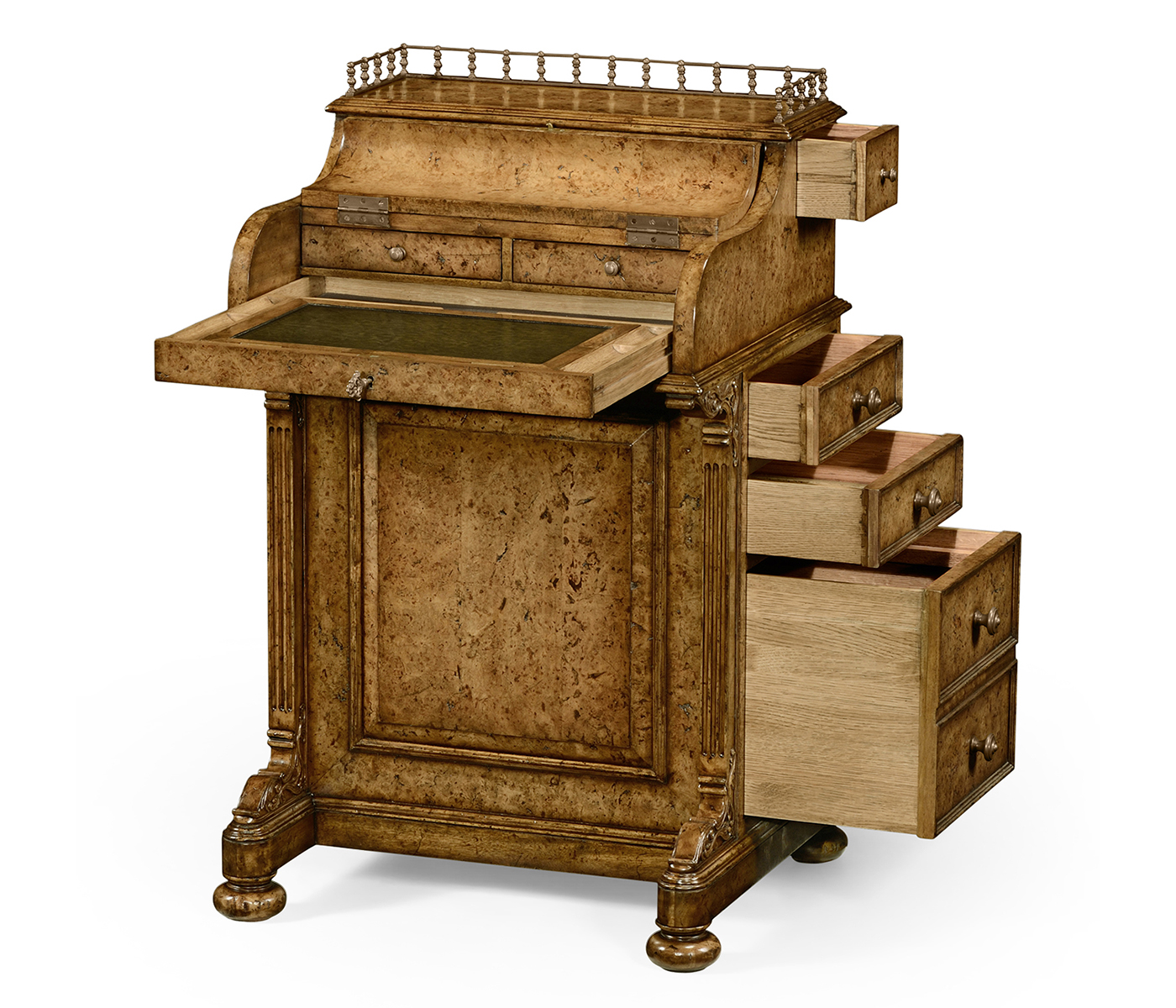 Burl oak davenport desk