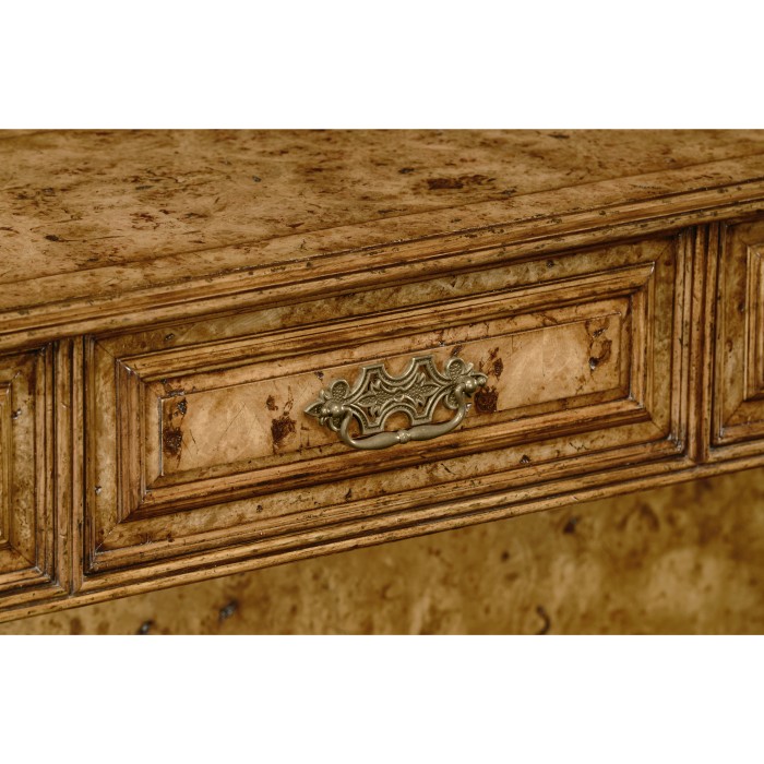 George II style burl oak bookcase with drawers