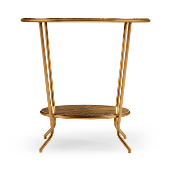 Argentinian walnut veneered round side table