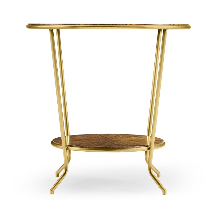 Argentinian walnut veneered round side table