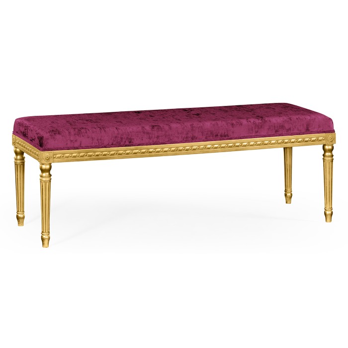 Louis XV style bench (Gold leaf/Velvet Fuchsia)