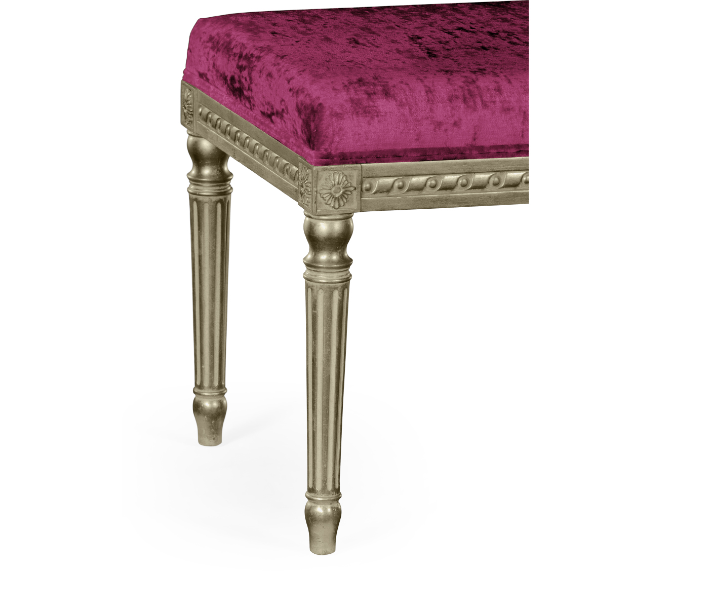 Louis XV style bench (Silver Leaf/Velvet Fuchsia)