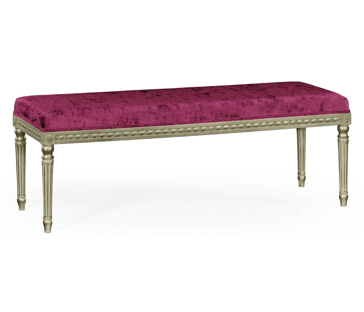 Louis XV style bench (Silver Leaf/Velvet Fuchsia)