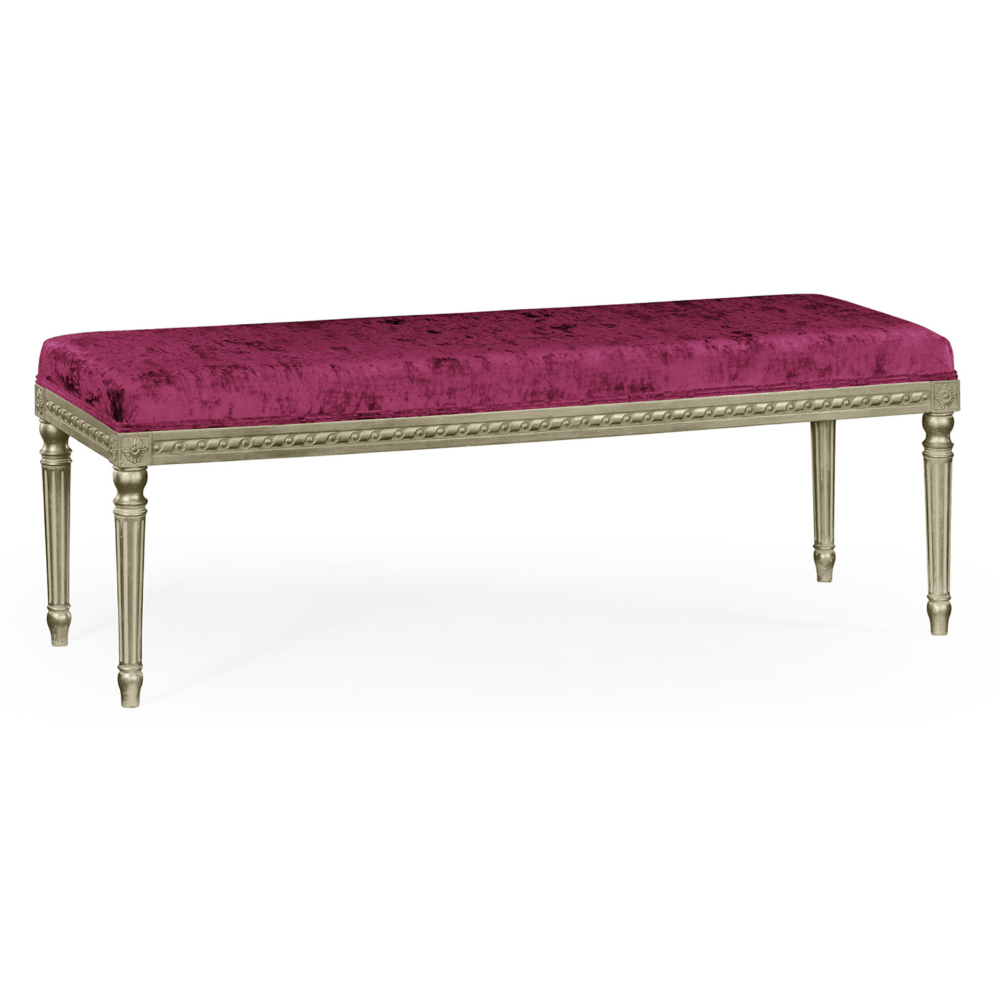 Louis XV style bench (Silver Leaf/Velvet Fuchsia)