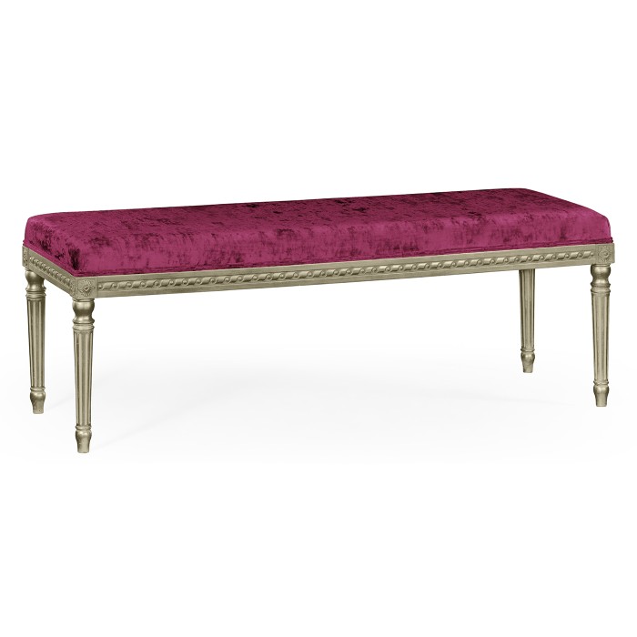 Louis XV style bench (Silver Leaf/Velvet Fuchsia)