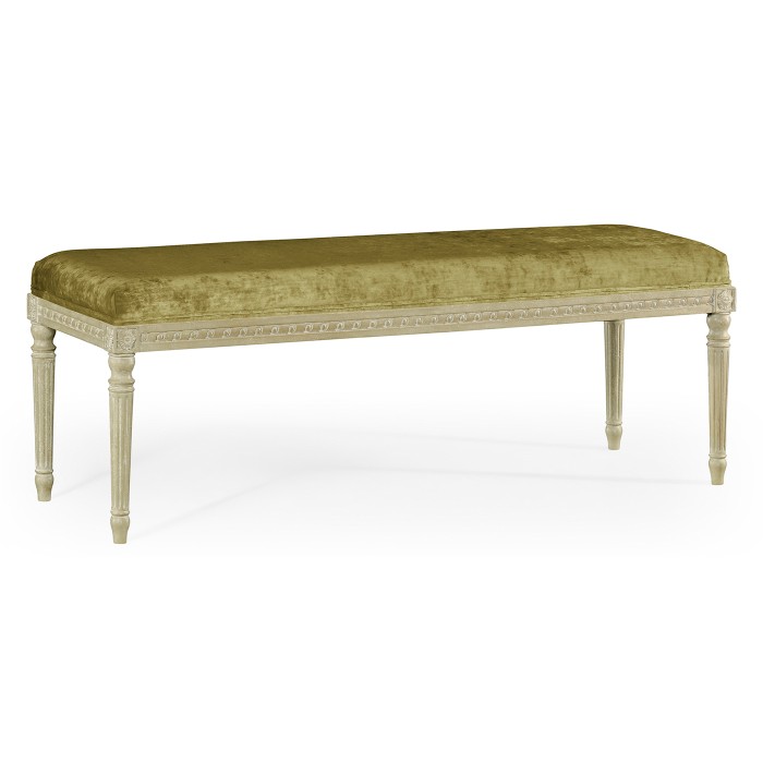 Louis XV bench (Grey weathered/Velvet lime)