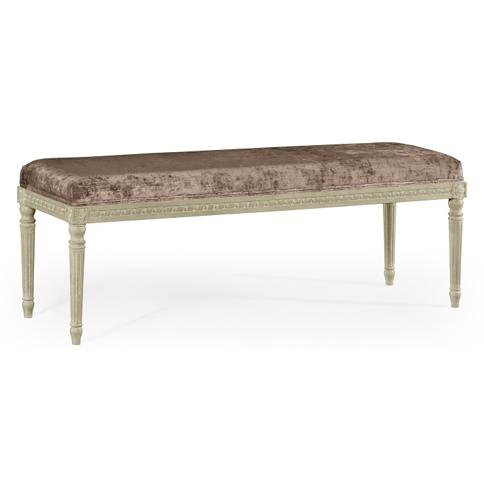 Louis XV bench - Grey weathered & Velvet truffle