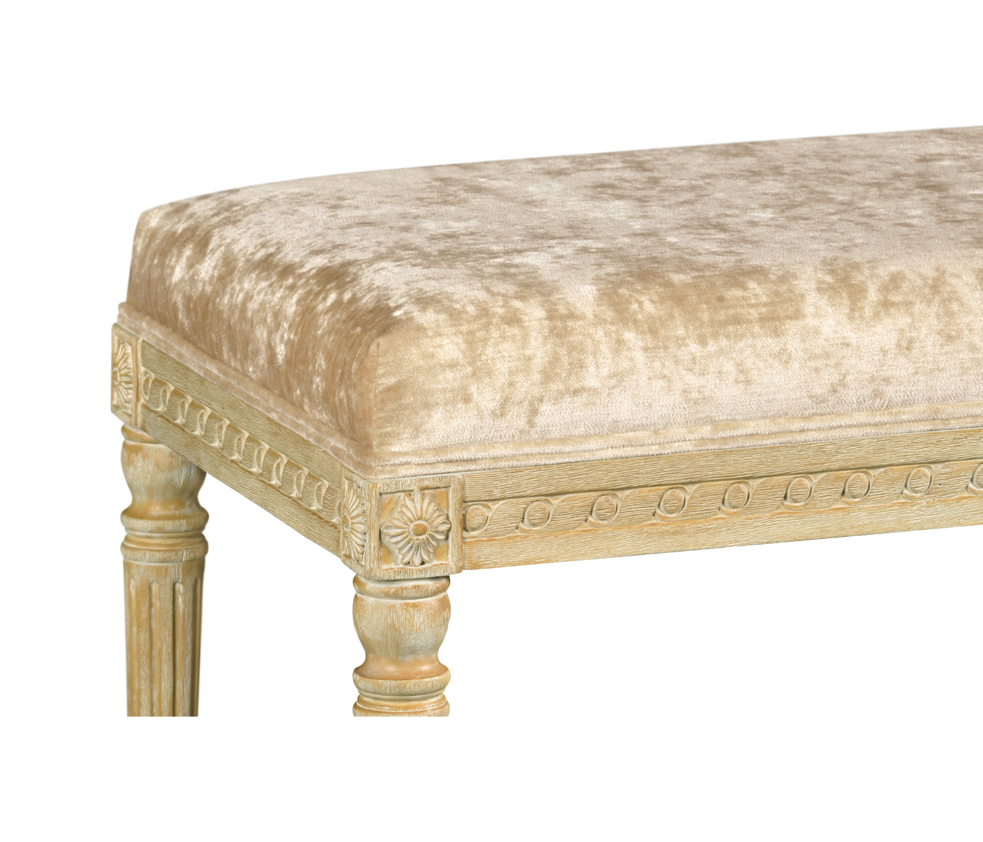 Louis XV style bench (Limed Tulip Wood/Velvet Calico)