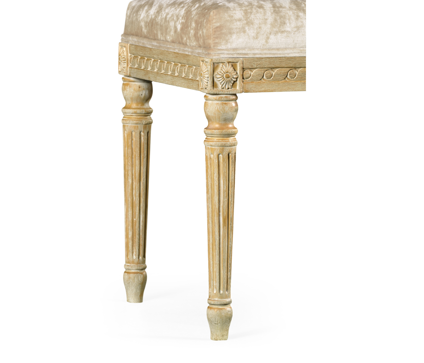 Louis XV style bench (Limed Tulip Wood/Velvet Calico)