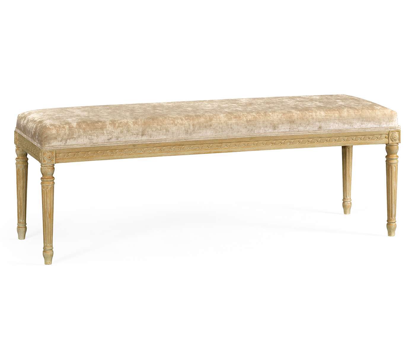 Louis XV style bench (Limed Tulip Wood/Velvet Calico)