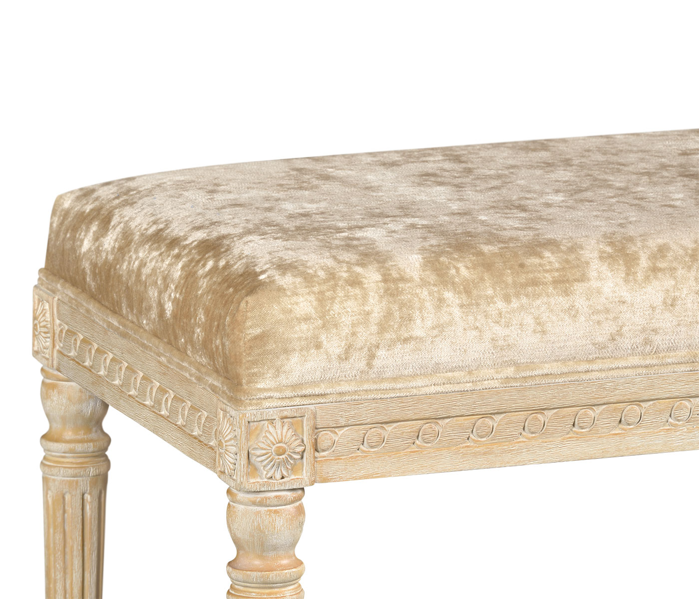 Louis XV style bench (Limed Tulip Wood/Velvet Calico)