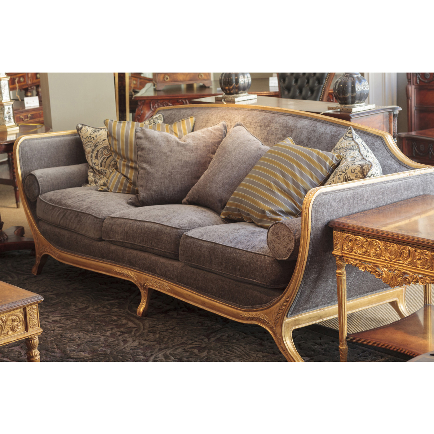 Empire Style Sofa with Silver Leaf