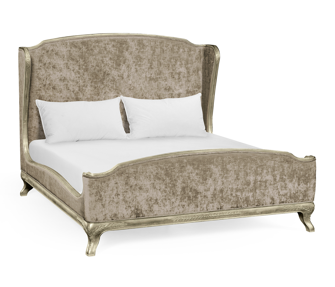 Louis XV Silver-Leaf Cali King Bed